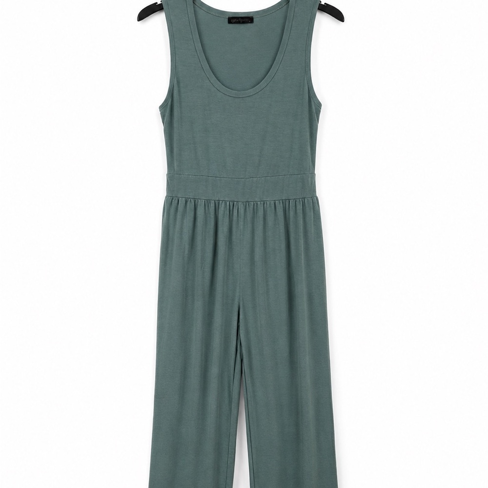 Sleeveless Wide-Leg Jumpsuit in Dusty Teal